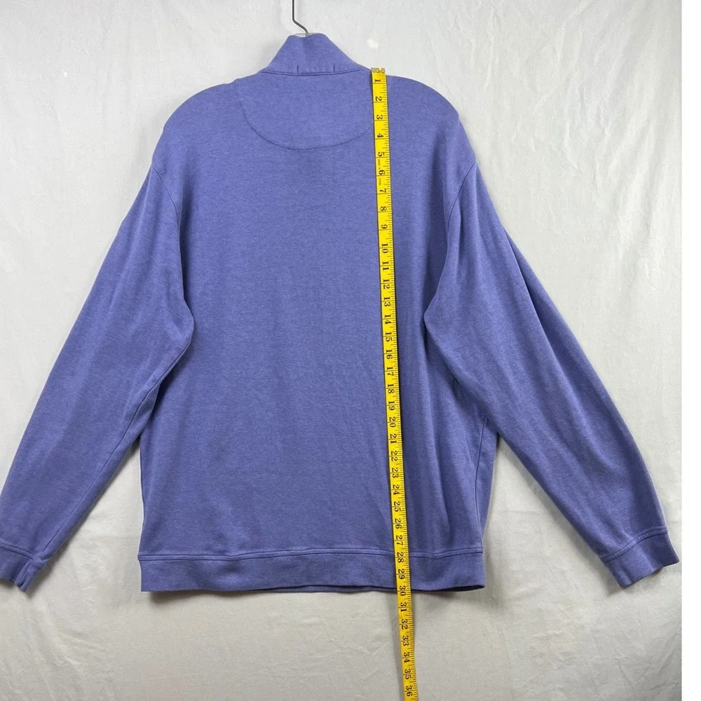 Peter Millar Quarter Zip Pullover Mens XL Purple Cotton Heathered Mock Neck Logo